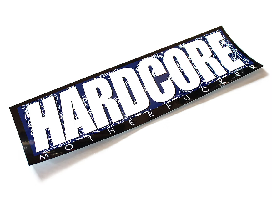 Bumper sticker with the text 'HARDCORE MOTHERFUCKER' on a white background
Hardcore Tokyo Bandana Sticker