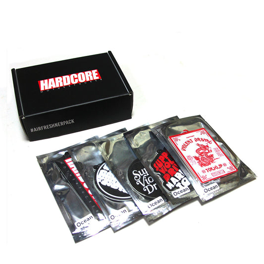 Collection of x5 air fresheners individually packaged with visible branding 