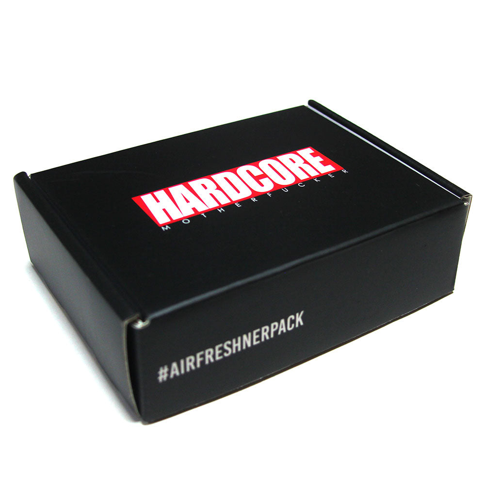 Black Gift box with 'Hardcore Motherfucker' logo branding on a white background