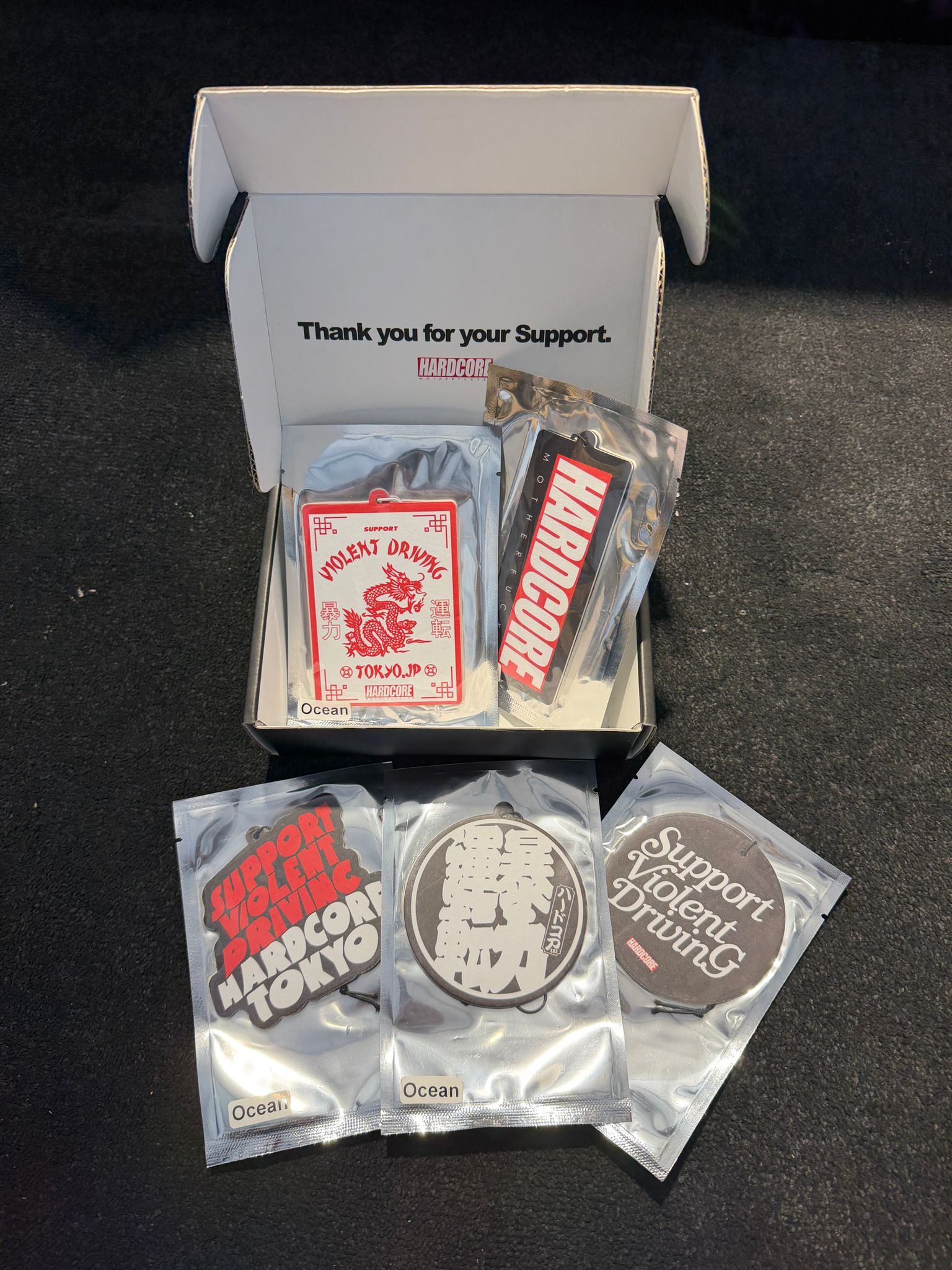 Hardcore Tokyo Air Freshener Pack. Ocean Flavour