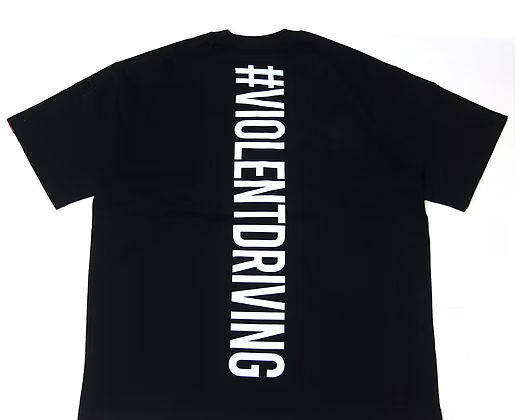 Hardcore Tokyo Hashtag Heavy T-shirt
Black t-shirt with '#ViolentDriving' text on the back against a white background