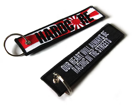 Key Chain with Rising Sun Flag on one side, and text on the other
Hardcore Tokyo Rising Sun Flight Tag